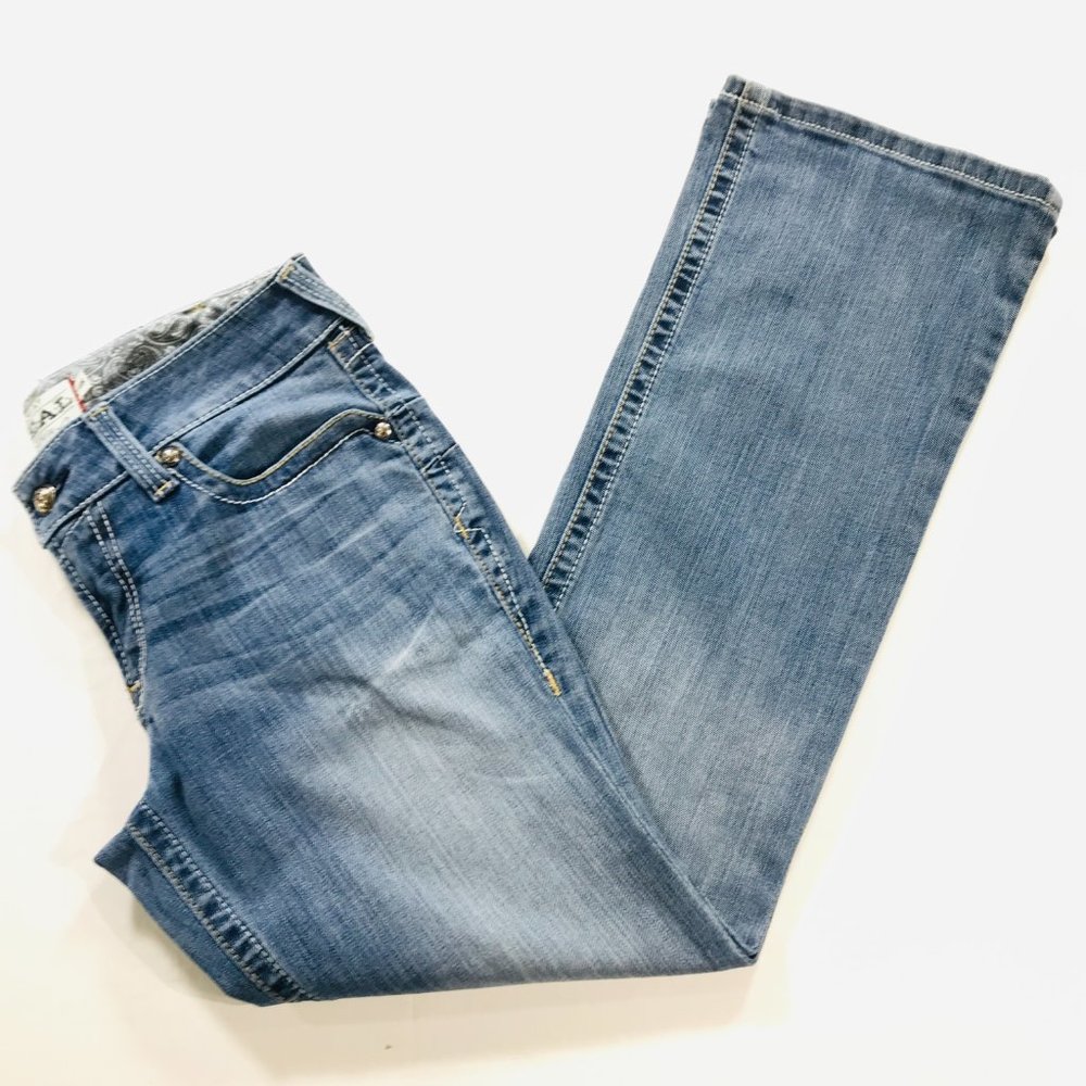 Ariat Women’s REAL Riding Jeans Boot Cut Whipstitch Size 30R Blue Mid Rise 30X31 - Picture 3 of 11